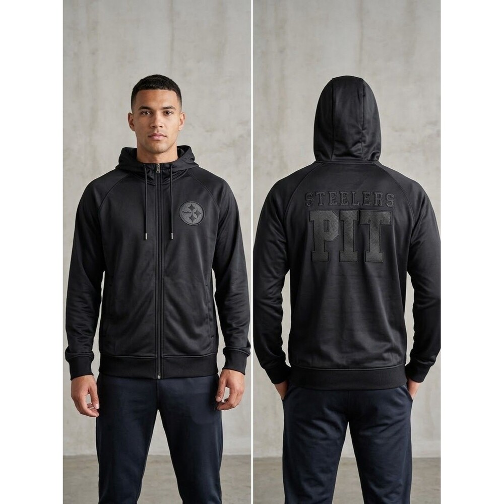 Majestic Pittsburgh Steelers Jacket Mens 3XT Black Full Zip Hooded Track